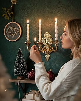 Amazon.co.jp: キャンドル壁取り付け用燭台3個、ビクトリア朝の金属製